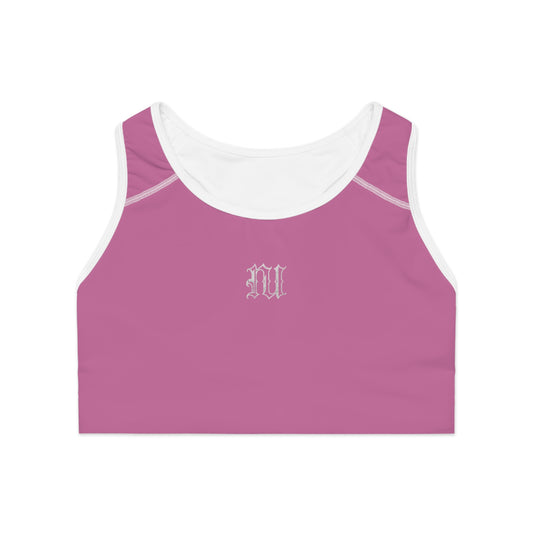 Women's PINK 'NU' Sports Bra — Minimal Athletic Crop with Script Back