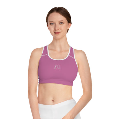 Women's PINK 'NU' Sports Bra — Minimal Athletic Crop with Script Back