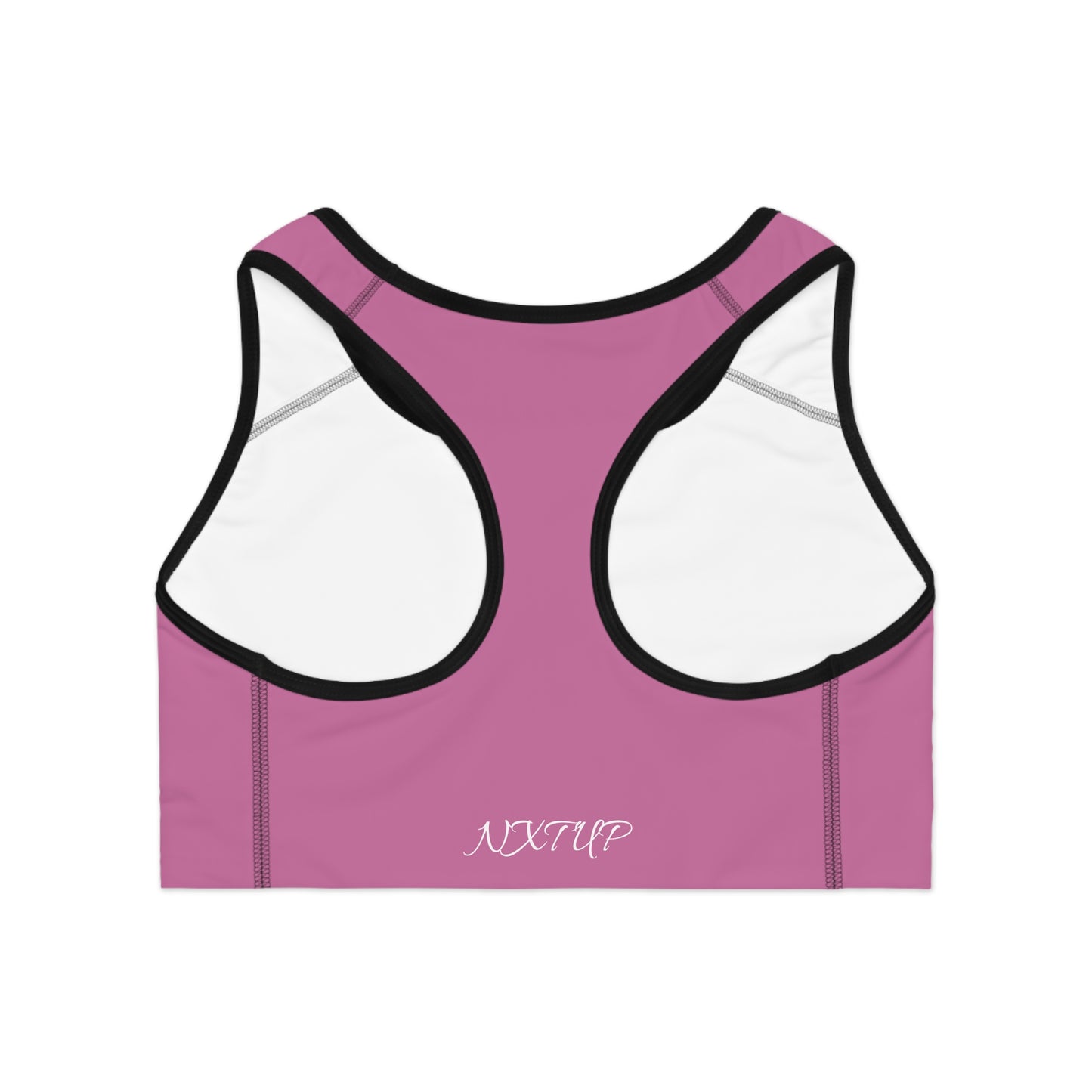 Women's PINK 'NU' Sports Bra — Minimal Athletic Crop with Script Back