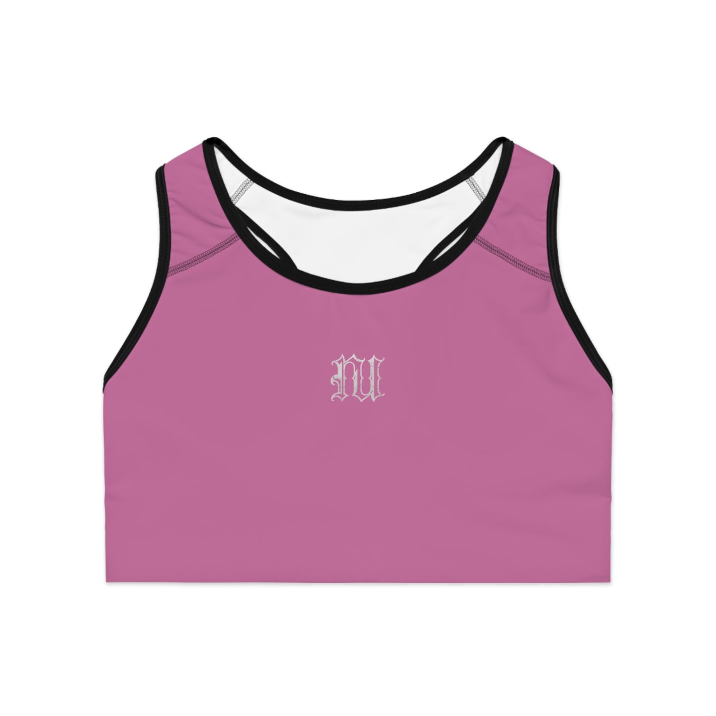 Women's PINK 'NU' Sports Bra — Minimal Athletic Crop with Script Back