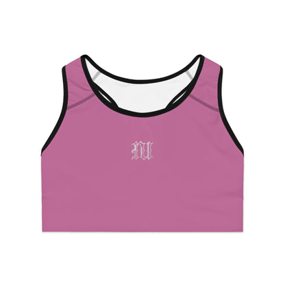 Women's PINK 'NU' Sports Bra — Minimal Athletic Crop with Script Back