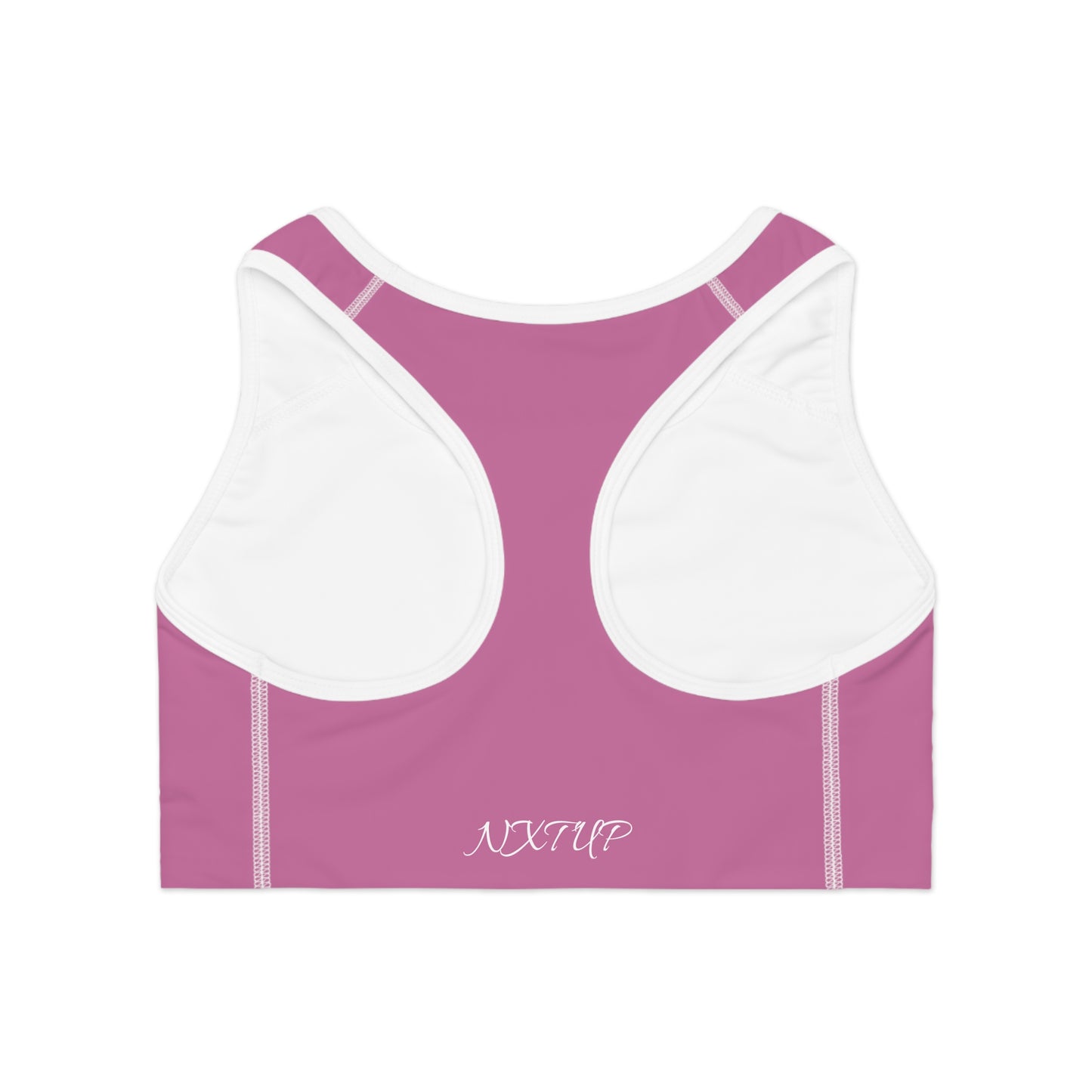 Women's PINK 'NU' Sports Bra — Minimal Athletic Crop with Script Back