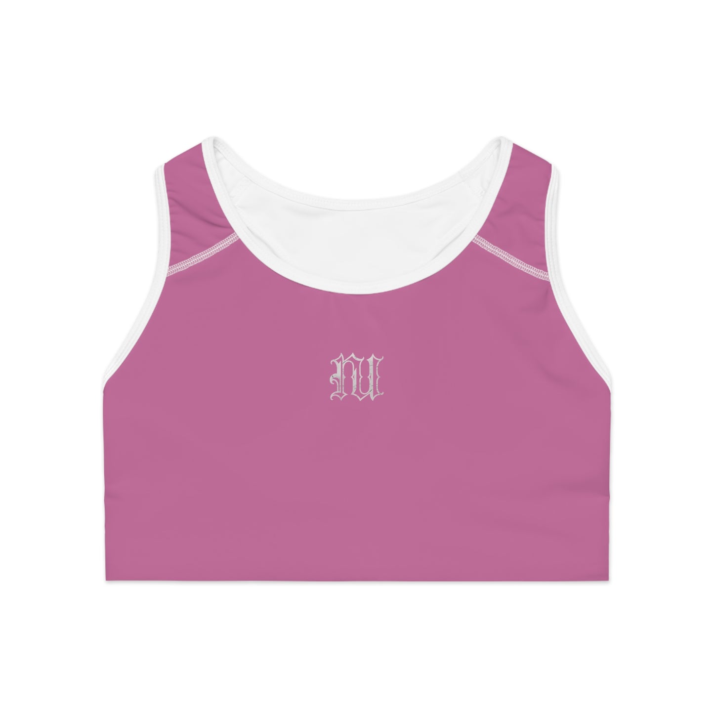 Women's PINK 'NU' Sports Bra — Minimal Athletic Crop with Script Back