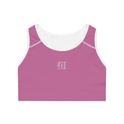 Women's PINK 'NU' Sports Bra — Minimal Athletic Crop with Script Back